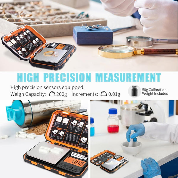 Fuzion Digital Pocket Scale, 200g x 0.01g, 6 Units Conversion Mini Scale with LCD Display, Tare Function for Food, Jewelry, Medicine, Coffee