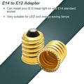 10Pack E14 to E12 Pure Copper Light Bulb Adapter Converter | Rated 250V 75W, Heat Resistant 200℃, Superior Conductivity, Screw-In Install, for LED