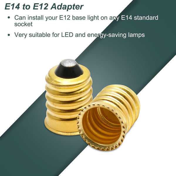 10Pack E14 to E12 Pure Copper Light Bulb Adapter Converter | Rated 250V 75W, Heat Resistant 200℃, Superior Conductivity, Screw-In Install, for LED