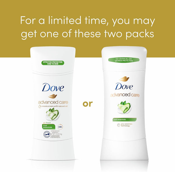 Dove Advanced Care Antiperspirant Deodorant Stick Cool Essentials 4 Ct for Helping Your Skin Barrier Repair after Shaving 72 Hour Odor Control and