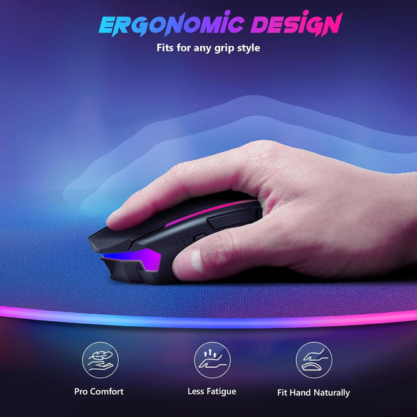 Redragon Gaming Mouse, Wireless Mouse Gaming with 8000 DPI, PC Gaming Mice with Fire Button, RGB Backlit Programmable Ergonomic Mouse Gamer,