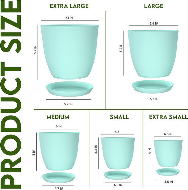 Utopia Home - Plant Pots Indoor with Drainage - 7/6.6/6/5.3/4.8 Inches Home Decor Flower Pots for Indoor Planter - Pack of 5 Plastic Planters for