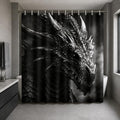 Dragon Shower Curtain for Bathroom, Black and White Boho Shower Curtain Set, Animal Fabric Modern Waterproof Bathroom Decor with 12 Hooks 72x72in