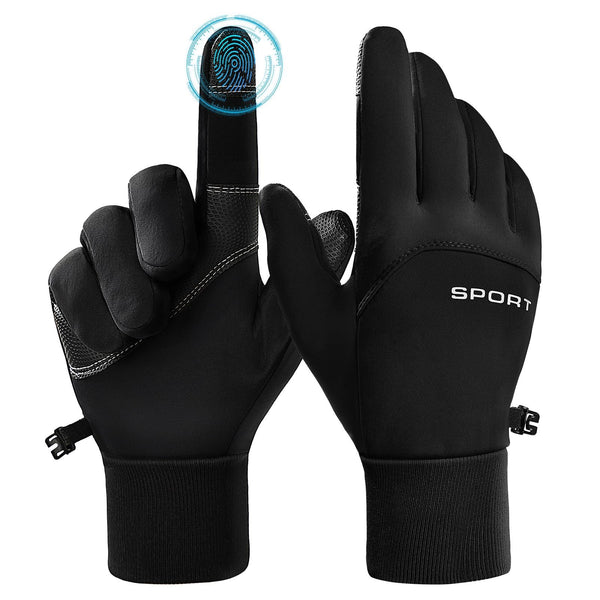 AURUZA Cycling Gloves for Men Winter Cold Weather, Five Fingers Touch Screen Winter Gloves for Men, Waterproof Anti-Slip Warm Gloves Liners for