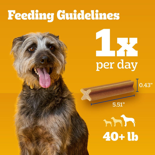 Pedigree Dentastix Large Breed Dog Dental Treats, Original, 40 Count | Triple action dental care, reduces tartar, cleans teeth, freshens breath,