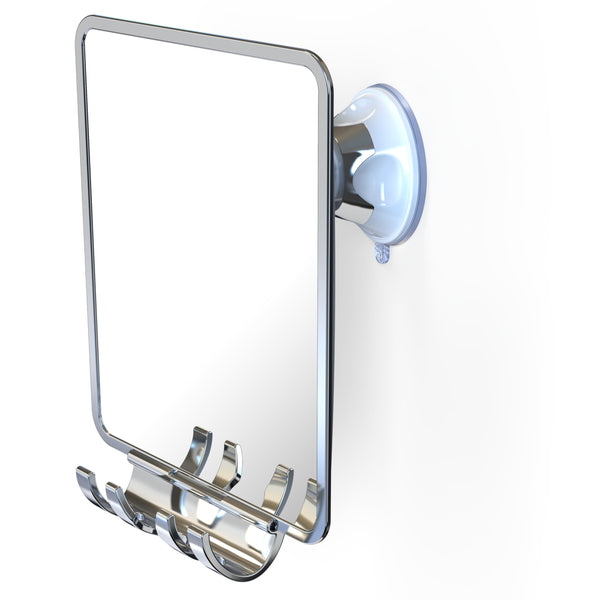 Luxo Shower Mirror, Shower Mirror Fogless for Shaving with a Removable Razor Holder - Shaving Mirror for Shower with a Powerful Suction Cup -