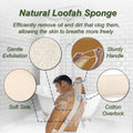 Natural Loofah Sponge, Exfoliating Body Scrubber for Men Women, Loofah with Handle, Exfoliating Back Scrubber for Shower Set, Deeply Clean &