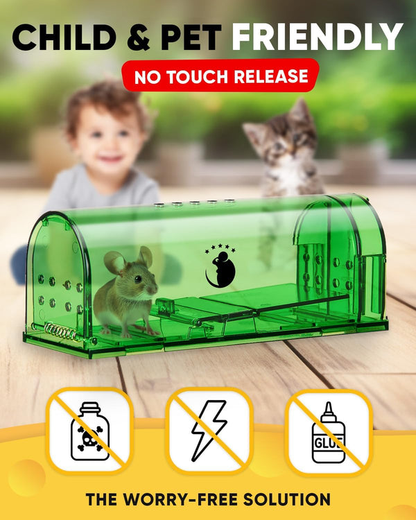 Motel Mouse Humane No Kill Mouse Traps Live Catch & Release - 4 Pack Green