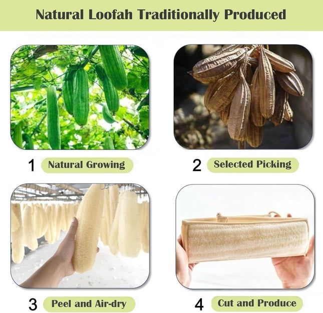 Natural Loofah Sponge Back Scrubber for Bath Shower, Exfoliating Body Scrubber, 