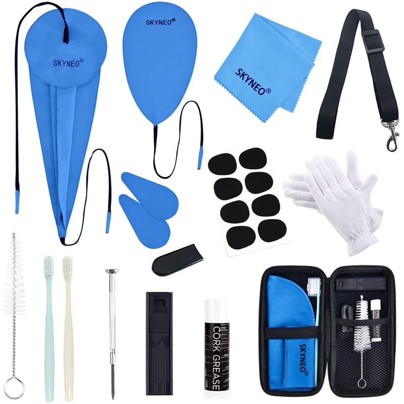 SKYNEO Saxophone Cleaning Kit, Clarinet Cleaning Kit with Maintenance Kit,Cork Grease,Swab,Strap,Cleaning Cloth,Thumb Rest,Reed Case,Mouthpiece