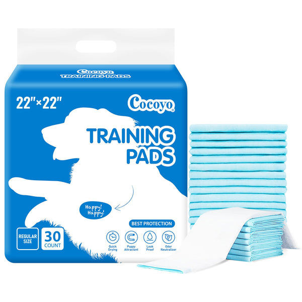 COCOYO Best Value Training Pads 30 Count | Dog Pee Pads | Super Absorbent Puppy Pads 30 Regular Size (22"x22"), 30 Count (Pack of 1)