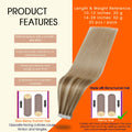 Full Shine Tape In Hair Extensions Human Hair, Golden Brown Blonde 14 Inch | 50G 20Pcs, Remy Hair Extensions Real Human Hair, Invisible Skin Weft,