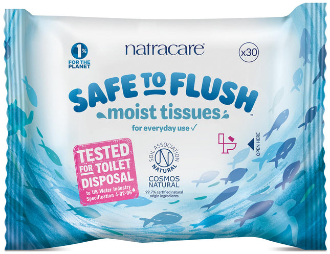 Natracare Safe to Flush Moist Tissues, Made of 100% Paper and an Organic and Nat