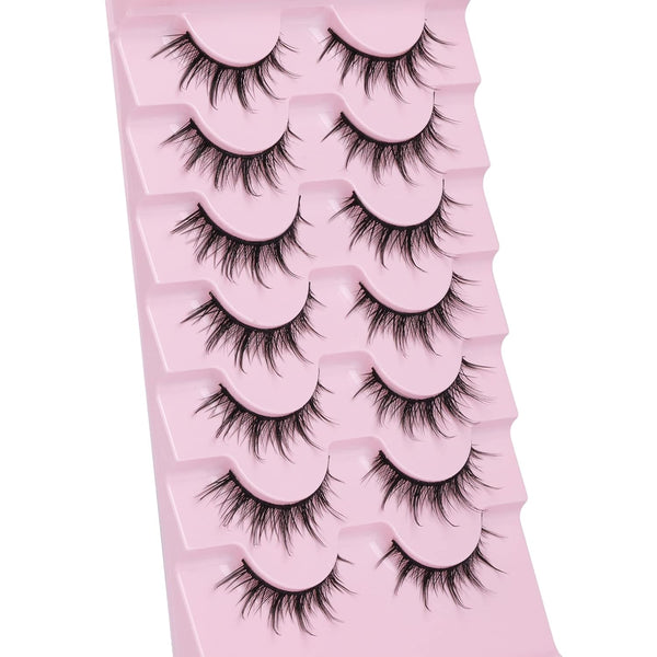 Manga Lashes Natural Look False Eyelashes Anime Lashes Mink Wispy Fluffy Spiky 3D Volume Eyelashes Pack Korean Japanese Asian Cosplay Fake