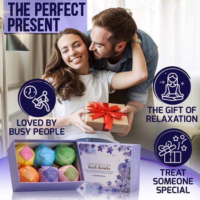 Bath Bombs Gift Set - Ultra Bubble XXL Fizzies (6 X 4.1 Oz) with Natural Dead Se
