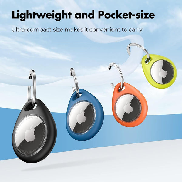 UNBREAKcable for Apple AirTag Holder 4 Pack Waterproof Case with Keychain Black&Blue&Orange&Green
