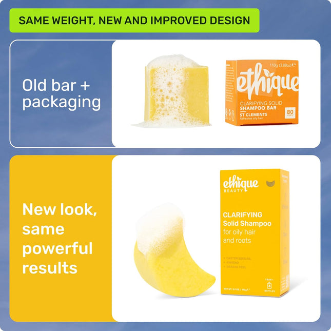 Ethique Clarifying Shampoo Bar for Oily Hair with Castor Oil - Plastic-Free, Veg