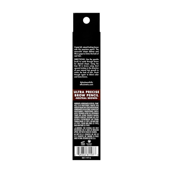 E.L.F. Ultra Precise Brow Pencil, Creamy, Micro-Slim, Precise, Defines, Creates Full, Natural-Looking Brows, Tames and Combs Brow Hair, Neutral