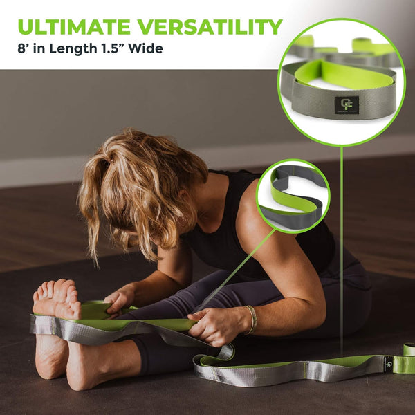 Gradient Fitness Stretching Strap for Physical Therapy, 12 Multi-Loop Stretch Strap 1.5" W x 8' L, Neoprene Handles, Physical Therapy Equipment,