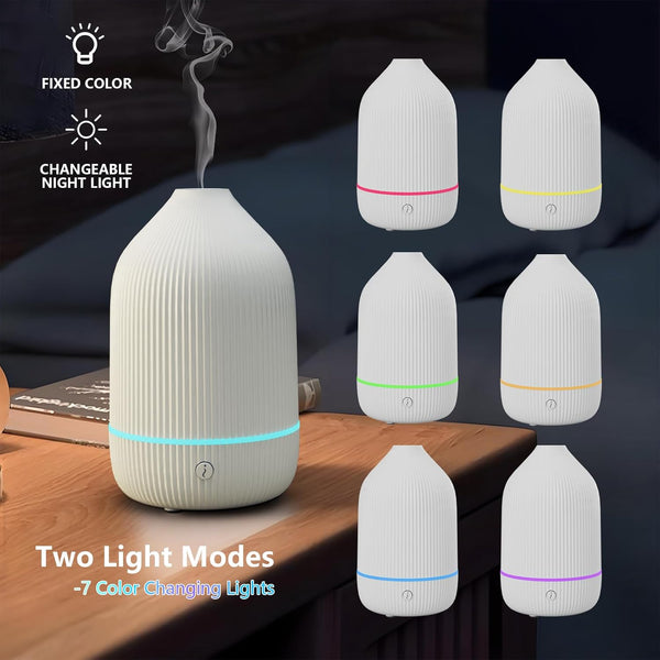 Oil Diffuser,100ML Mini Aromatherapy with USB Cable & Adapter, 7 Colors Lights Mode Waterless Auto Off for Car Home Office Room (USB Power) White