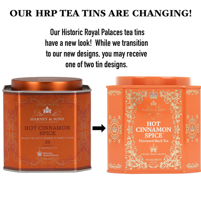 Harney & Sons Hot Cinnamon Spice Tea Tin - Black Tea with Orange & Sweet Clove -