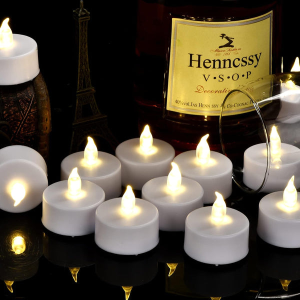 Battery Operated LED Tea Lights: 24PACK Flameless Votive Candles Lamp Realistic and Bright Flickering Holiday Gift Long Lasting 200Hours for