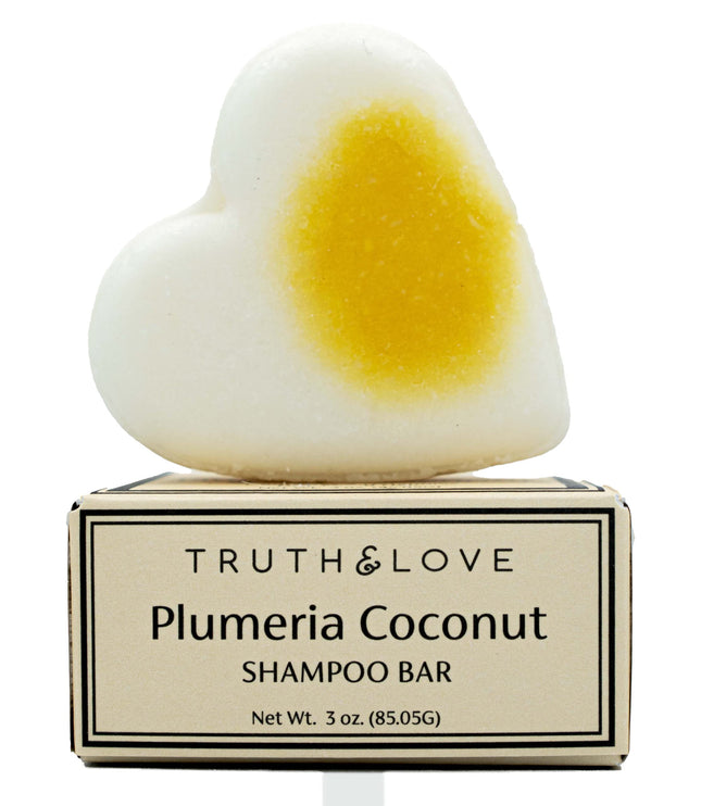Truth & Love Beauty Plumeria Coconut Shampoo Bar for Dry, Frizzy Hair - Sustaina