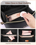 Prite Makeup Bag Travel Toiletry Bag Open Flat Cosmetic Organizer for Women Black Medium