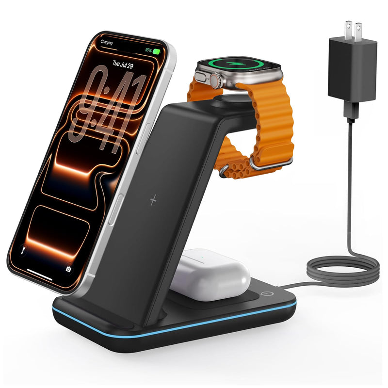 Wireless Charger Magnetic for Iphone - Joygeek Wireless Charging Station Pad for Iphone 15 14 13 12 Pro Max Plus, for Apple Watch Ultra 9-2, Airpods