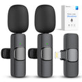 2 Pack Wireless Lavalier Microphone for iPhone iPad, Lapel Mics Plug-Play 2.4G Ultra-Low Delay Built-in Noise Reduction Chip 8H Working Time for