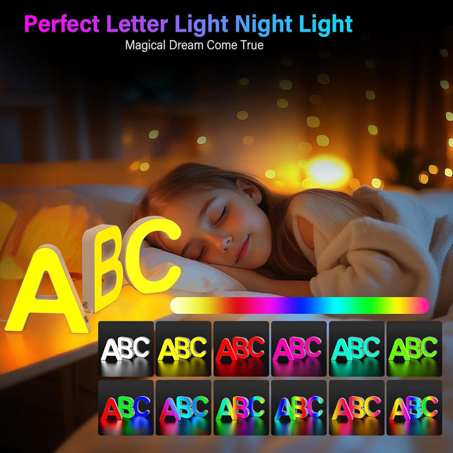 OJQ Light Up Letters Led Lights- Marquee Letters for Boy Girl Gift Room Decor Wall Lights - Music Sync Color Change Colo