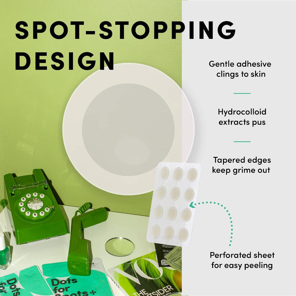 Dots for Spots Acne Pimple Patch For Face, Fast Acting, Translucent Hydrocolloid Zit Pimple Patches that Unclog Pores, Korean Skincare, Vegan,