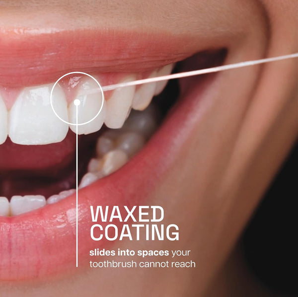 REACH Dentotape Waxed Dental Floss Tape, Unflavored, Extra Wide Floss, Shred & Frey Resistant, Plaque Remover for Teeth, Easy on Gums & Teeth,