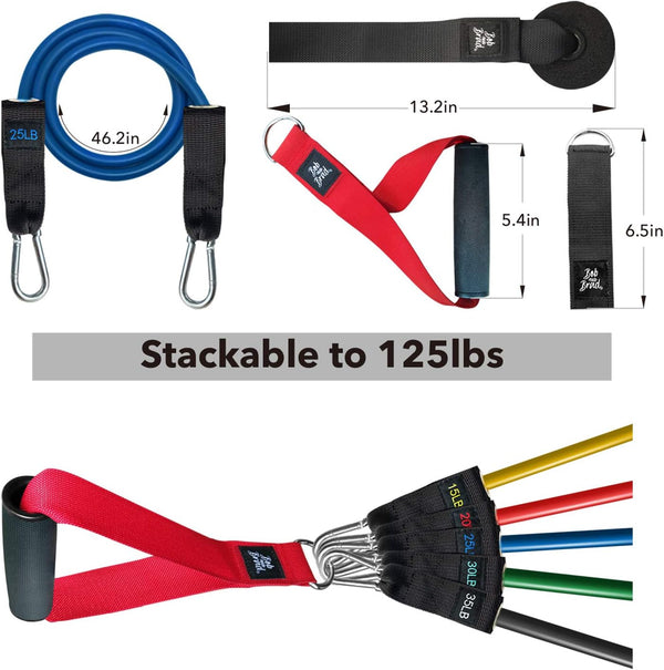 BOB AND BRAD Resistance Bands Set, Stackable Up to 125-150 lbs Workout Bands with Handles, Door Anchor & Ankle Straps - Heavy Duty Exercise Bands