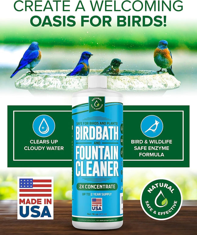 Birdbath & Fountain Cleaner - 16 Oz Fountain Maintenance Outdoor Indoor - Bird B