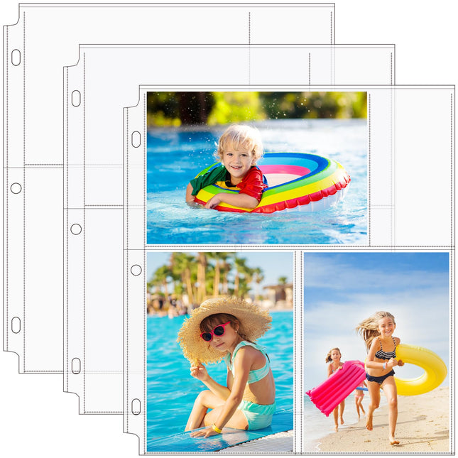 MaxGear 30 Pack 4x6 Photo Sleeves for 3 Ring Binder (180 Pictures),3 Pocket 4" x