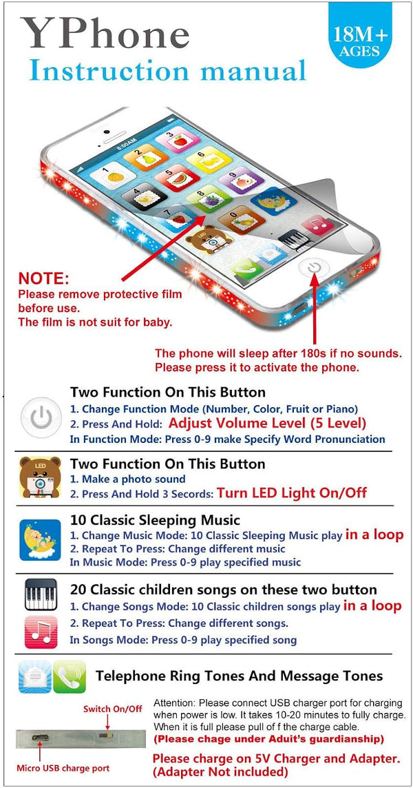 1 Pc Phone Kids Learning Toy Play Cell Phone