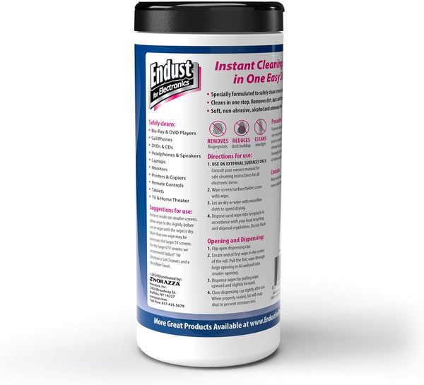 Endust for Electronics; Screen & Surface Cleaning Wipes, Great LCD and Plasma Wipes, 70 Wipes (11506)