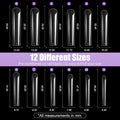 Nail Tips Square 3XL Extra Long Tips, 240Pcs Soft Gel Nail Tips Fake Nails, 12 Sizes Acrylic Clear False Full Cover Press on Extension No Trace