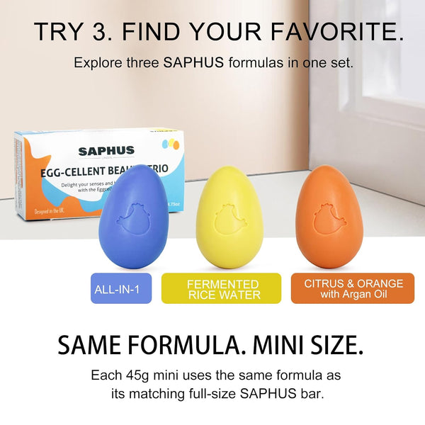 Mini Egg Shampoo Bar Set – 3 Solid Shampoo Sampler Bars, Travel Size, Sulfate-Free, Zero Waste Hair Care Gift Set for Women & Travel
