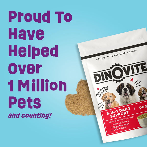 Dinovite Probiotics for Small Dogs, Probiotic Food Topper, 30 Servings | Probiotic Powder Food Topper, Omega-3 Fatty Acids, Digestive Health