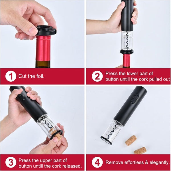 Electric Wine Opener, Automatic Corkscrew with Foil Cutter, Cool Home Kitchen Gadget, Wine Accessory for Wine Lovers, House Warming Gift, Party