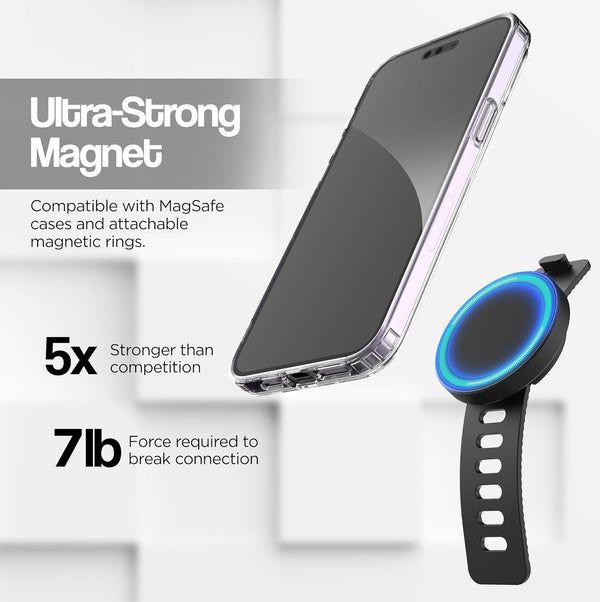 ENCASED Grip-X Magnetic Bar Mount, Compatible with MagSafe - Phone Holder for Gym, Home Fitness Bikes, Workout Equipment, Stroller and Cart