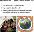 Wandering Nature Makeup Bag, Women Travel Make Up Vanity Case with Handle Black Leather Medium