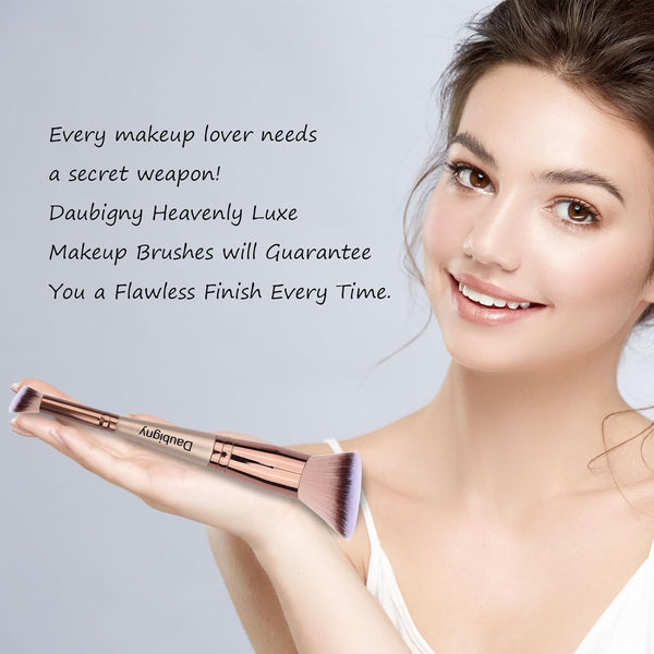 Daubigny Makeup Brushes Dual-ended Angled Foundation Brush Concealer Brush Perfect for Any Look Premium Luxe Hair Rounded Taperd Flawless Brush