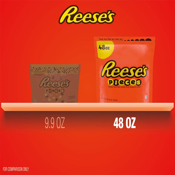 REESE'S PIECES Peanut Butter in a Crunchy Shell, Candy Bulk Bag, 48 oz Peanut Butter 48 Ounce (Pack of 1)