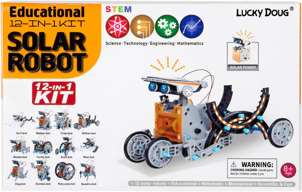 Lucky Doug Solar Power Robot Building Kits Toys for Boys Girls Ages 8-13, STEM Kit Gifts for Kids 8 9 10 11 12 13 Years, DIY Educational Science