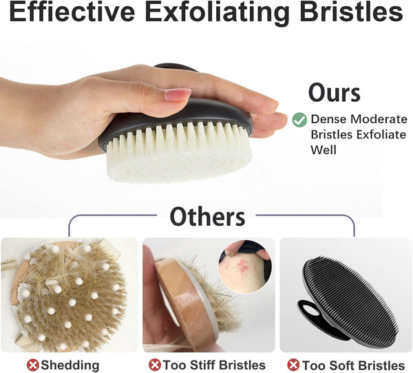 Dry Brushing Body Exfoliating Brush, anti Slip Body Scrubber for Shower, Never Mold Shower Body Cleaning Brush for Deep Cleansing & Soften Skin,
