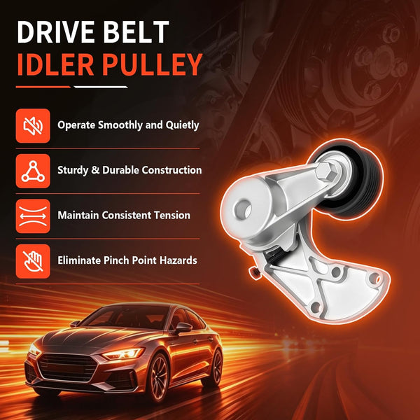 DRIVESTAR 022145299E Belt Tensioner Assembly Pulley Compatible for 2007-2010 Audi Q7 2004-2006 Porsche Cayenne 2004-2017 Volkswagen Touareg 3.6L