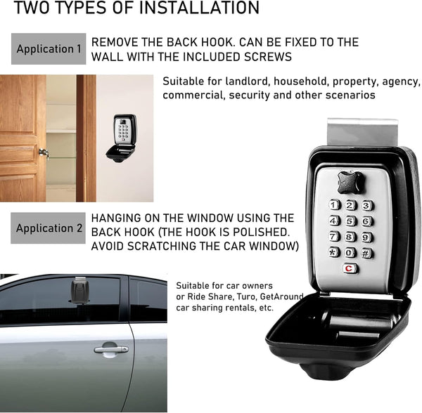 Upgrade SL-591 Car Key Lock Box, Car Window Lock Box for Turo, Car Window Punch Button LockBox, Vehicle Window Key Box, Vehicle Window Lock Box